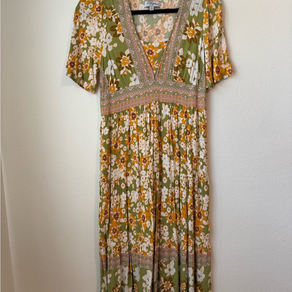 Green floral dress